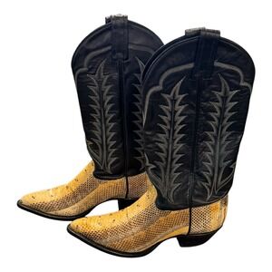 Tony Lama Exotic Snakeskin Cowboy Boots Western Leather Black #8887 Size 6 1/2 M